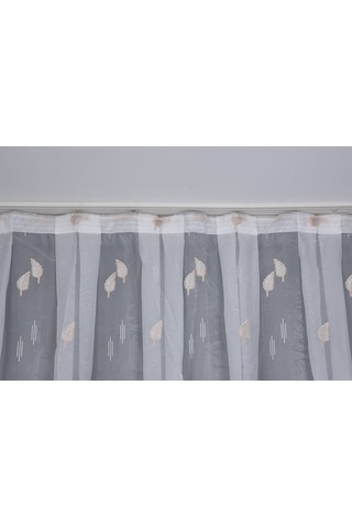 Organze 2950 Krem Renk 5 3 Hazır Dikilmiş Pileli Fon Perde 300 260 Cm