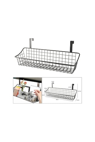 Suntek Asılı Duvar Sepeti Metal Tel Organizatör 12x6x40cm Siyah