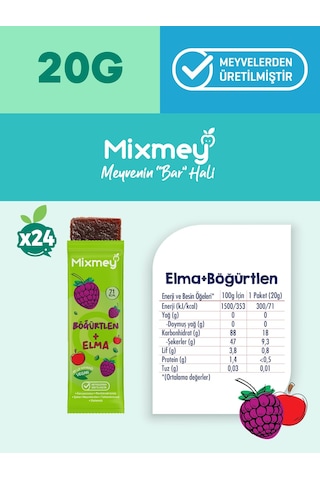 Mixmey Böğürtlen Meyve Barı 24 Adet | Atıştırmalıklar – Vegan, Glutensiz, Koruyucusuz 20gx 24adet