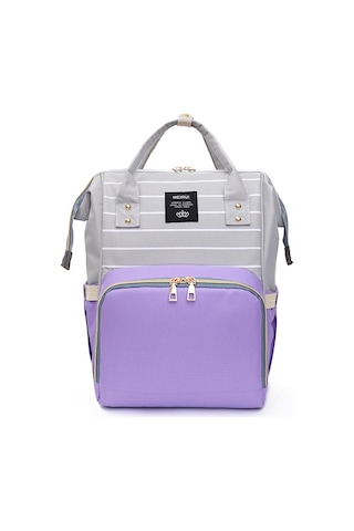 Hangfox Anne Çanta İki Askılı Büyük Kapasiteli Biberon Isıtıcı Su Geçirmez Oxford Kumaş Sırt Çantası Koyu Mor Mor