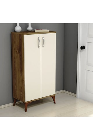 Ferniso Mobilya 2 Kapaklı 4 Bölmeli Ayakkabılık Hud Krem Beyaz