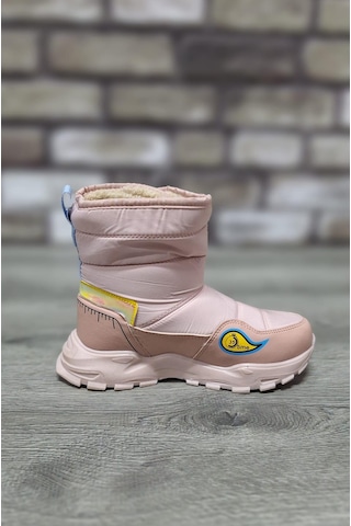İçi Kürklü Kaydırmaz Kauçuk Taban Su Geçirmez Çocuk Kar Botu Pudra