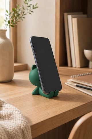 Ayıcık Figürlü Yeşil Telefon Tutucu Stand Masaüstü Dekoratif Telefon Desteği Sevimli