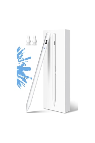 Novstrap Apple Uyumlu iPad  Pro 12.9 İnç 2/3/4/5/6 Nesil İle Dokunmatik Tablet Kalemi Dz900 Gen3 Stylus Pencil Avuç İçi Reddi 2 Adet Yedek Uç