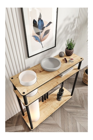 Ravilo Garcia Dresuar Dekoratif Raflı Lambader Meşe