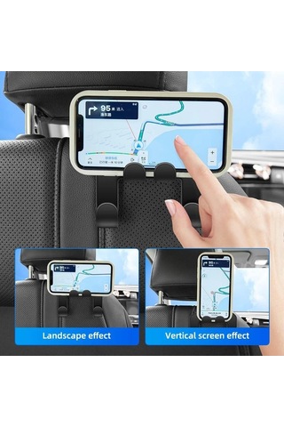 jmsstore Araba Koltuğu Kafalık Kanca Askı Depolama Organizatör Siyah