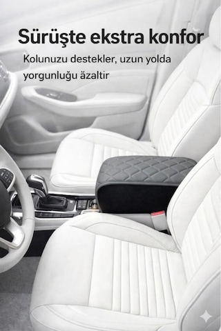 Lüks Oto Kolçak Kol Dayama Koltuk Arası Organizer Cepli Vidasız Montaj Gri Deri Ve Dikiş