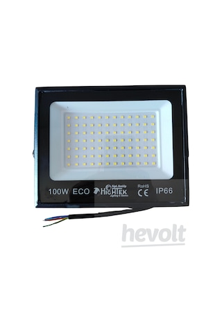 100 Watt Led Projektör Beyaz Işık 9000 Lümen Ip66 Slim Siyah Kasa