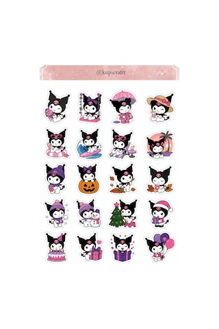 6 Sayfa Kuromi Sticker Seti Kuromi Temalı Ajanda Scrapbook Journal Etiket - 931657830 Diğer