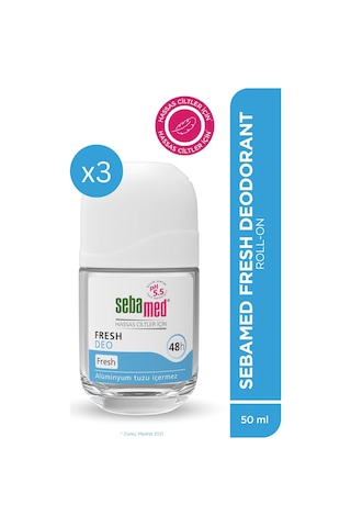 Sebamed Ter Kokusu Onleyıcı 48 Saat Etkili Hassas Ciltler Kadın Erkek Roll-On Deodorant Fresh 50 ML x 3 Adet