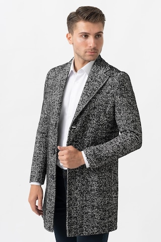 White Stone Arezzo 4025 Ceket Yaka Pamuklu Slim Fit Kaban Siyah-Siyah