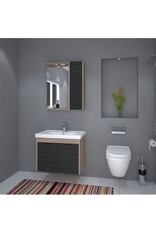 Denko Mostar 70 Cm Mdf Üzeri Lake Banyo Dolabı Takımı Çok Renkli