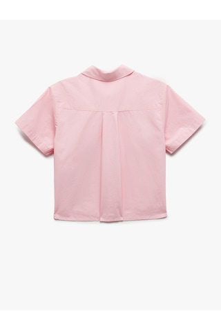 Koton Pamuklu Kısa Kollu Cep Detaylı Oversize Gömlek Pembe 5skg60019aw Gül