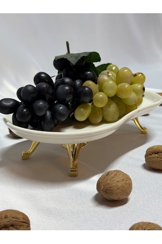Aless Altın Ayaklı Seramik Sunumluk Çerezlik Meyvelik
