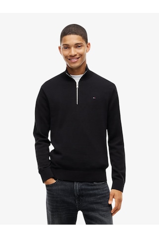Tommy Hilfiger Tjm Slm Ess Lıght Zıp Swtr Ext Erkek Siyah Kazak - Dm0dm21654