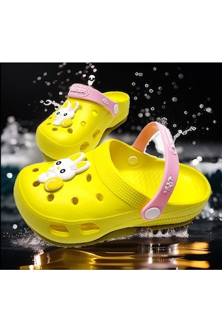 Çocuk Günlük Eva Tavşan Figürlü Delikli Plaj,deniz,havuz Sandalet Terlik 001