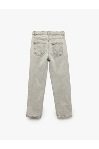 Koton Beli Ayarlanabilir Lastikli Cep Detaylı Pamuklu Denim Pantolon Gri 5skb40024td Gri