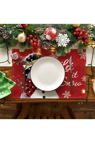 Xiaaokeji Noel Kış Masa Örtüleri 6 Adet, 12x18ın Noel Tatil Masa Örtüleri Diğer