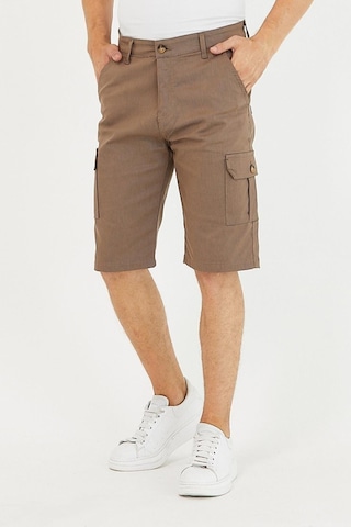 Erkek Kargo Yandan Cepli Esnek Kumaş Slim Fit Kapri Şort Açık Kahve Açık Kahverengi