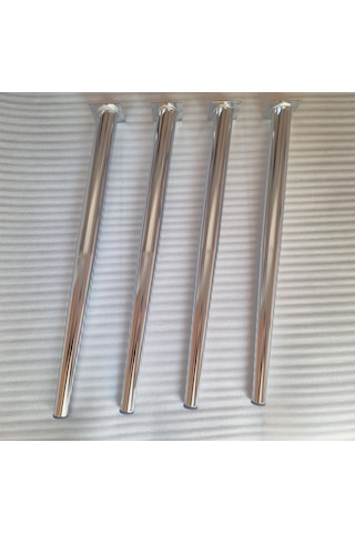 4 Adet-metal Konik Ayak-masa Ayağı-gümüş Renk-73.5cm- Açılı Ayak