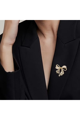 Altın Renk Şık Ve Parlak Modaya Uygun Yeni Stil Benzersiz Rhinestone Fiyonk Bijuteri Broş Altın