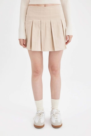 Defacto Coool Piliseli Normal Bel Basic Düz Gabardin Mini Etek D5265AX24AUER42 Ekru