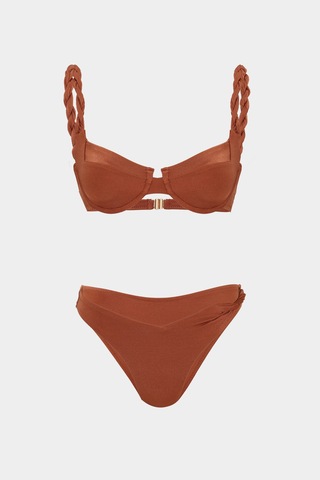 Açelyaokcu Premium Burgu Kenarlı Detaylı Frıgg Fit Kadın Bikini Altı Kiremit