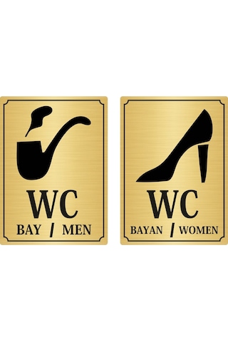 Bay Bayan Wc Yazısı 13*18Cm Gümüş Altın Renk Metal (401590899)