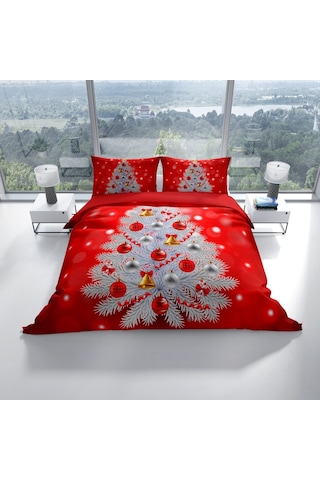 Cattleya Ny Pine 3D Pamuk Saten Çift Kişilik Nevresim Takımı Çok Renkli