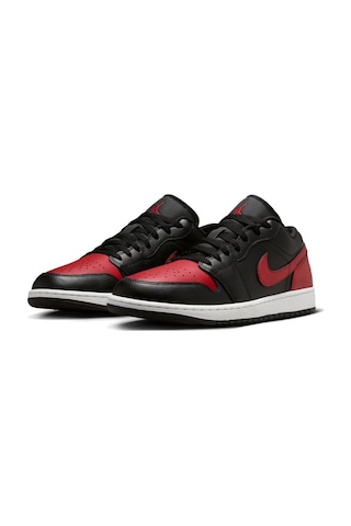 Nike Air Jordan 1 Low Leather Sneaker Hakiki Deri Unisex Günlük Spor Ayakkabı Siyah-kırmızı Siyah - Kırmızı