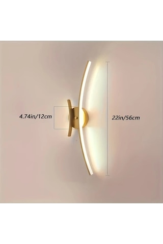 Fastbuy Dream011 Modern Minimalist Altın Led Duvar Lambası, Karartılabilir 3 Renk Sıcaklığı, Yarı Gömme Tasarım, Ev Dekoru İç Altın