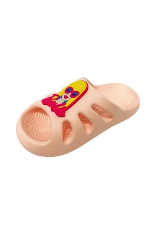 Akım E300-24 Barbie Figürlü Suya Dayanıklı Kız Çocuk Terlik 24-35 Pudra