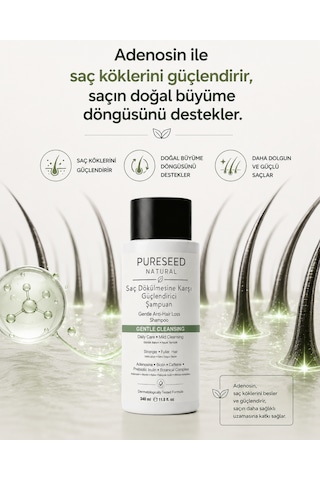 Pureseed Natural Saç Dökülmesine Karşı Güçlendirici Şampuan - Nazik Bakım - 340 Ml