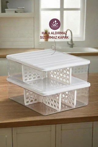 Selka Home 2 Adet 4 Lt.  Nora Bölmeli Organizer Buzdolabı Buzluk Düzenleyici Saklama Kabı