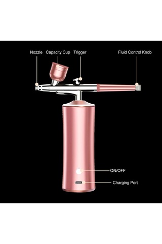 Yifomall 600kpa Yüksek Basınçlı Tırnak Sprey Tabancası, Model Boyama Ve Gradyan Renk Geçişi İçin Elektrikli Sprey Seti Temizleme Fırçası + 2 Nozul
