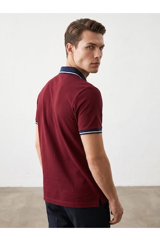 Giyim Dünyası Erkek Baklava Desenli Polo Yaka Tshirt Bordo
