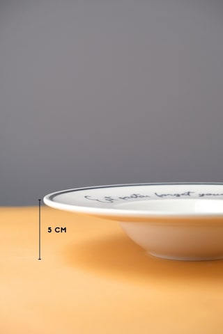 Tabak Evi Motto Makarna Tabağı Seti 6 Lı 29x5,5x4cm Beyaz - Siyah