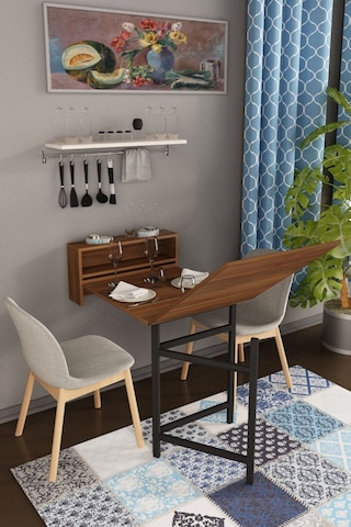 Dekorfim DF01106BR Petunya Pratik Katlanır Akıllı Mutfak Masası Barok