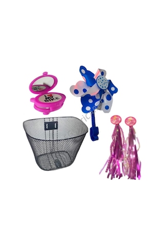 Hsgl Bisiklet Siyah Sepet Pembe Püskül Aynalı Zil Rüzgar Gülü Se