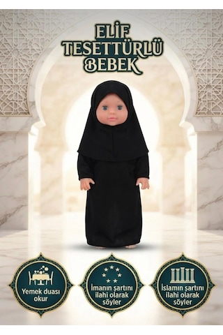Tesettürlü Bebek Sesli Dua Eden İlahi Okuyan Eğitici Gözleri Hareketli Konuşan Oyuncak Et Bebek 43 Cm