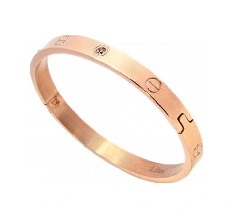 Taşlı Rose Çelik Bileklik Rose Gold