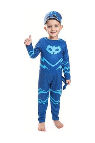 Pj Maskeliler Pj Mask Kostüm Pijamaskeliler Kedi Çocuk Kostüm - Catboy Tulum + Maskeli Set Renkli