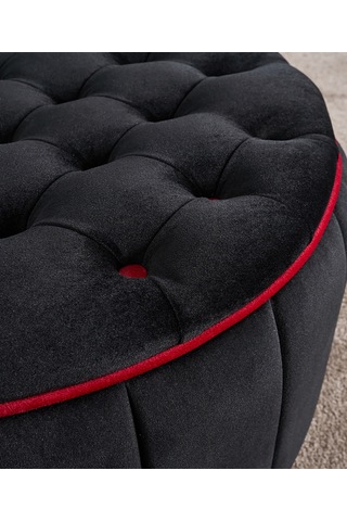 Favora Jasmin Puf - Siyah Siyah