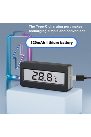 Youtek Akvaryum Sıcaklık Ölçerü, Yüksek Hassasiyetli Sensörlü, Lcd Ekranlı, Alarmlı, T2-b Sinemli Versiyon, 320mah Lithium Pil
