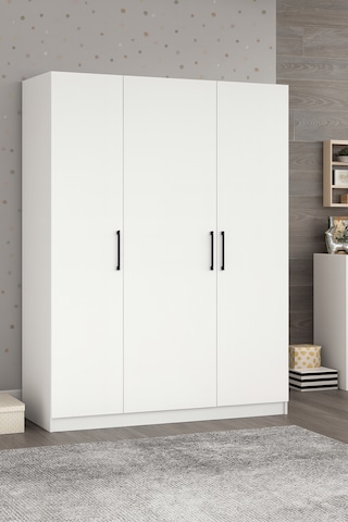 Modern 3 Kapaklı Gardırop Beyaz