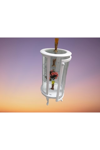 Bengimobilya Gümüşlük Yuvarlak Model 120 Cm Parlak Beyaz Kayın Lükens Aslan Ay (482395771)