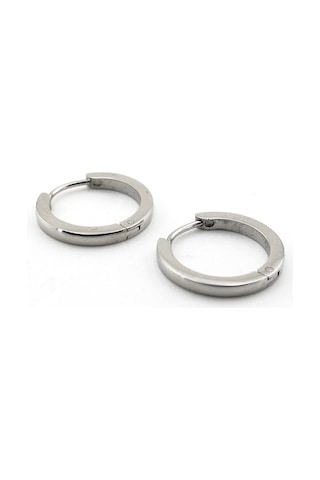 Eğimli Tasarım 18 MM Büyük Boy Halka Çelik Erkek Küpe E625 Çelik