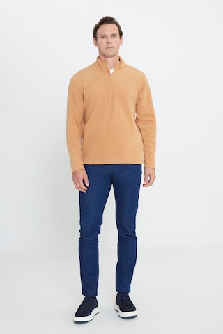 AC&Co / Altınyıldız Classics Anti-Pilling Tüylenme Yapmayan Bato Yaka Erkek Polar Sweatshirt 4A5221100016KRE3XL Karamel