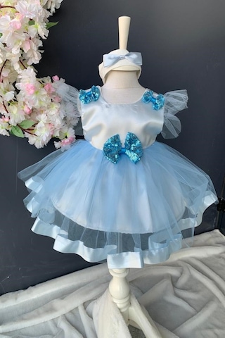 Mnk Baby & Kids Pul Payet Fiyonklu Saten Kız Bebek Mevlütlük Elbise PNPN176