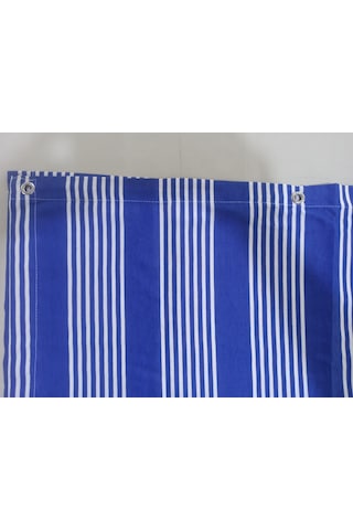 Ceylan Home Balkon Perdesi Kuş Gözü Ölçü Seçenekli Mavi İnce Çizgili Mavi